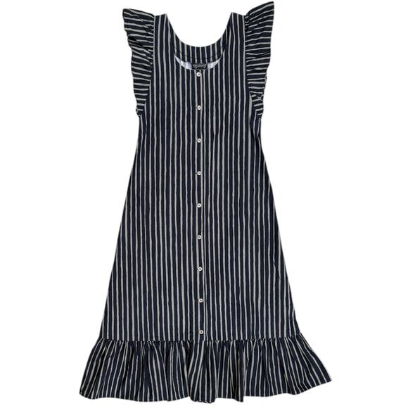 Vintage Marimekko Striped Pinafore Apron Reversible Maxi Dress - Picture 2 of 9